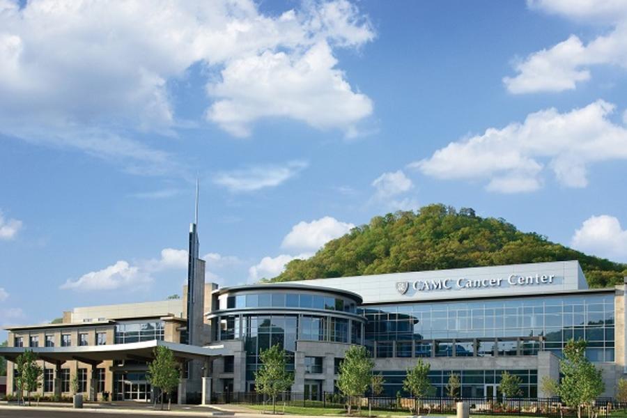 Exterior photo of CAMC Cancer Center.