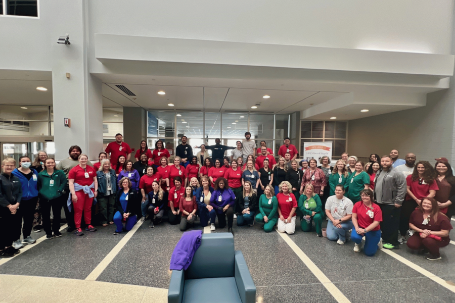 Employees from Memorial Hospital participating in National Walking Day.